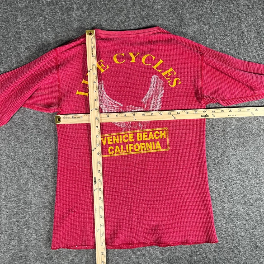 Vtg 80s Harley Davidson 3D Emblem Roaring Eagle Thermal Knit Venice Beach Medium - Picture 8 of 8